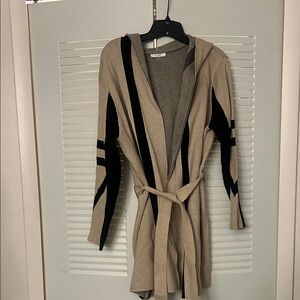 Sioni Tan and Black Hooded Sweater